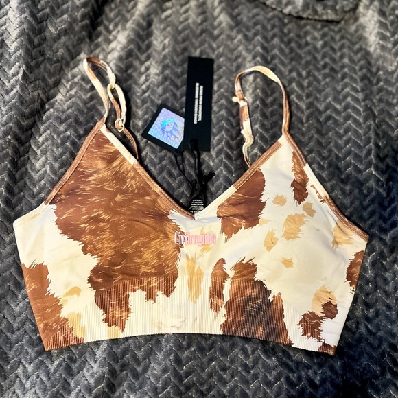 Civil Regime Concrete Kelly Cow Print Bralette M - Picture 2 of 7